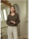 Women's Woods V-neck Knit Brown P00000DR - MICANE - BALAAN 5