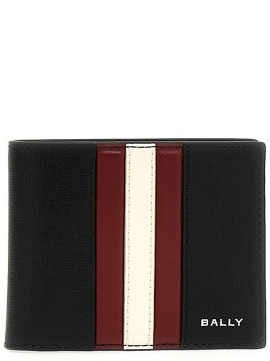 Ribbon Bifold Leather Half Wallet Black - BALLY - BALAAN 1