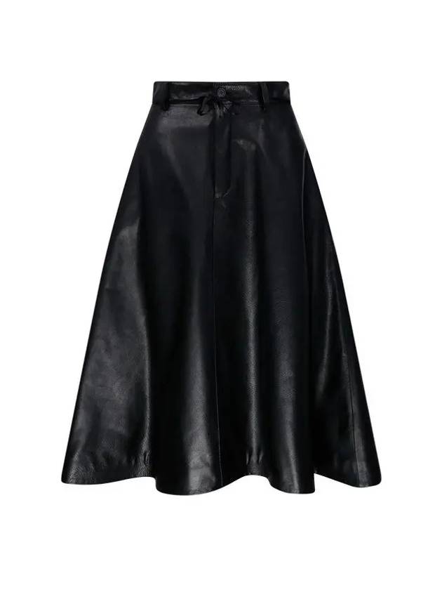 Flare leather A line skirt black - BALENCIAGA - BALAAN 1