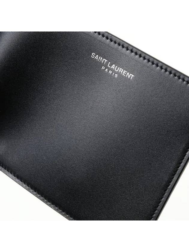 Smooth Leather Classic Logo Half Wallet Black - SAINT LAURENT - BALAAN 6