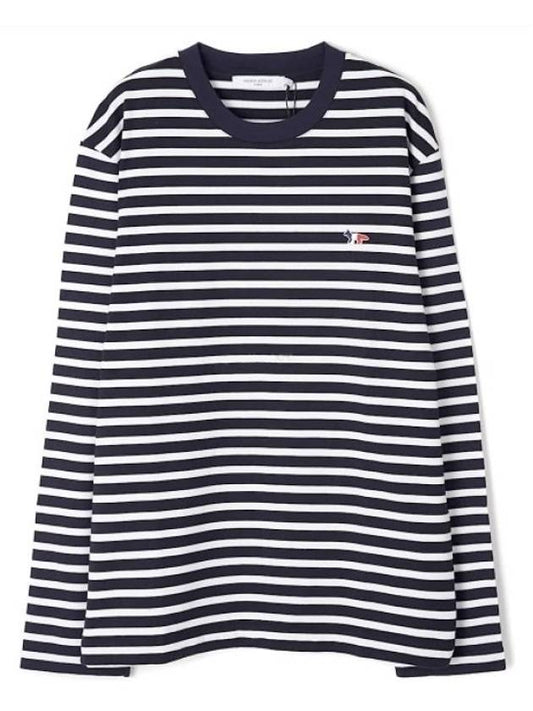 Fox Logo Stripe Long Sleeve T-Shirt Navy - MAISON KITSUNE - BALAAN 2