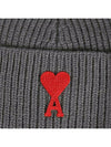 Embroidered Logo Wool Beanie Grey - AMI - BALAAN 5