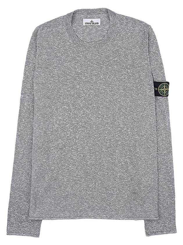 Logo Patch Crew Neck Cotton Nylon Knit Top Heather Grey - STONE ISLAND - BALAAN 10