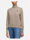 Small Heart Logo Turtleneck Beige - AMI - BALAAN 3