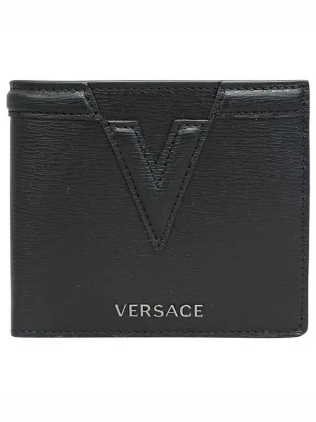 Logo Bifold Leather Half Wallet Black - VERSACE - BALAAN 2