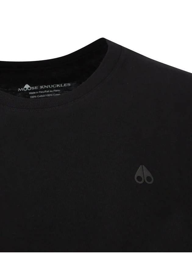 Satellite Logo Detail Crew Neck Short Sleeve T-Shirt Black - MOOSE KNUCKLES - BALAAN 4