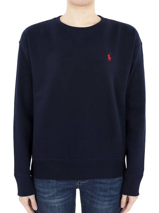 Polo women s pony logo brushed sweatshirt navy 211794395003 - RALPH LAUREN - BALAAN 1