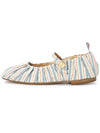 Striped Pattern Silk Ballerina Flat Shoes - THOM BROWNE - BALAAN 4