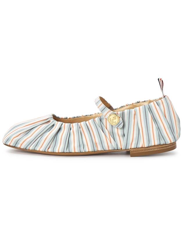 Striped Pattern Silk Ballerina Flat Shoes - THOM BROWNE - BALAAN 4