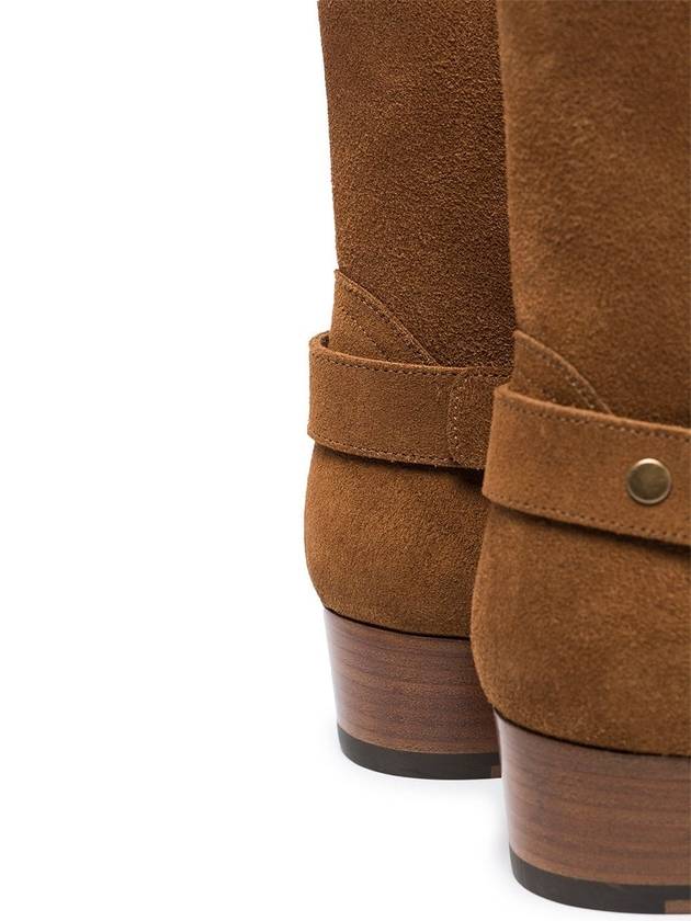 Wyatt Harness Boots in Suede Nut Brown - SAINT LAURENT - BALAAN 4