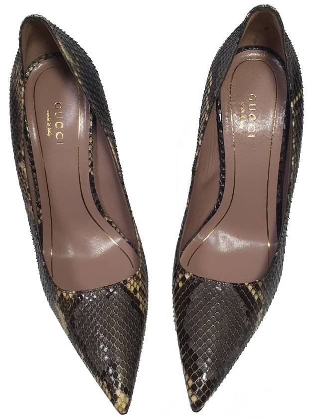 Python snake skin women's shoes EU375 size 245 heel 10cm shoes - GUCCI - BALAAN 5