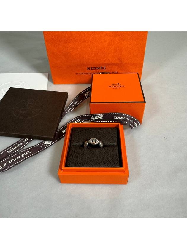 Small Chaine D'Ancre Enchainee Ring Silver - HERMES - BALAAN 8