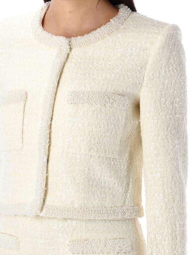 BOUCLE CREAM CROPPED JACKET - SELF PORTRAIT - BALAAN 3