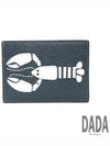 Lobster Pebble Grain Leather Card Wallet Dark Grey - THOM BROWNE - BALAAN 3