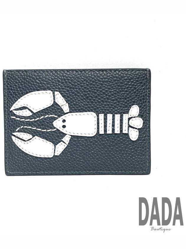 Lobster Pebble Grain Leather Card Wallet Dark Grey - THOM BROWNE - BALAAN 3