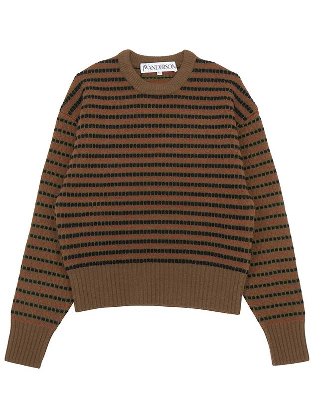 Striped Jacquard Wool Knit Top Brown - JW ANDERSON - BALAAN 2