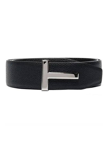 Reversible Icon T Buckle Leather Belt Black Navy - TOM FORD - BALAAN 1