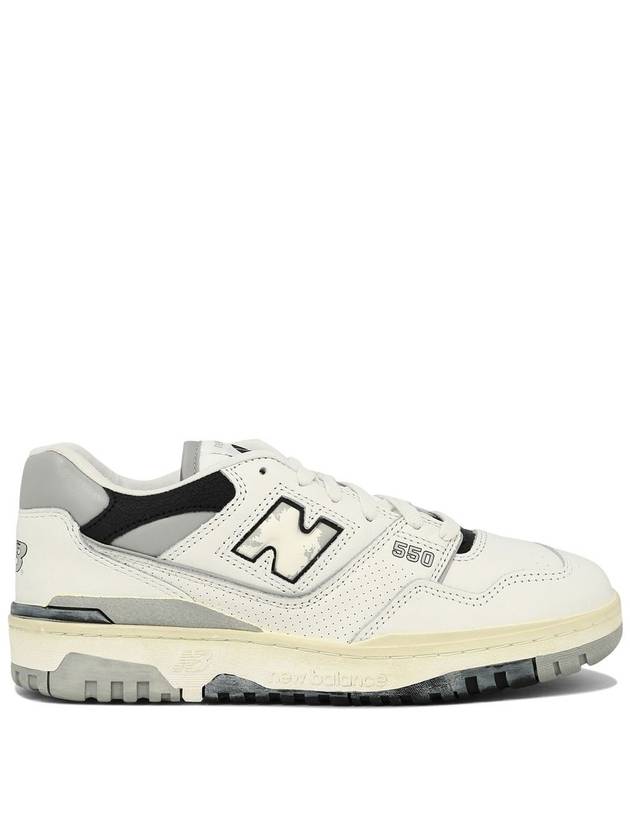 '550' White And Grey Low Top Sneakers With Logo And Contrasting Details In Leather Man - NEW BALANCE - BALAAN 1