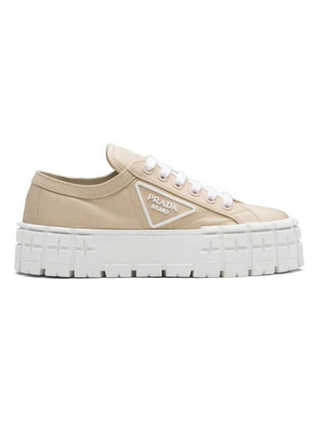 Double Wheel Re-Nylon Gabardine Low-Top Sneakers Sand - PRADA - BALAAN 1