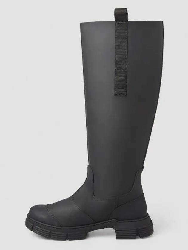 Knee High Rubber Long Boots Black - GANNI - BALAAN 4