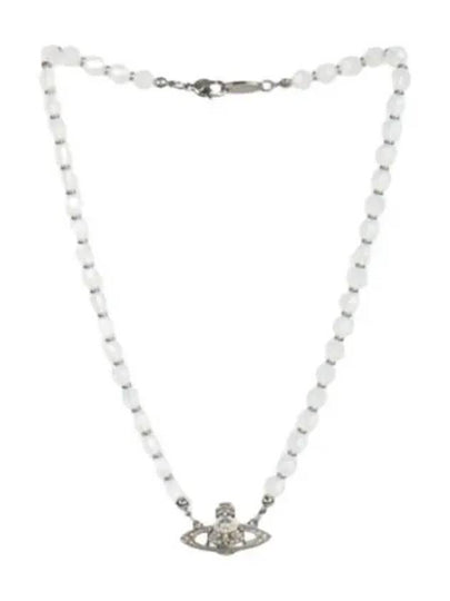 Platinum White Opal Crystal Necklace Silver - VIVIENNE WESTWOOD - BALAAN 2