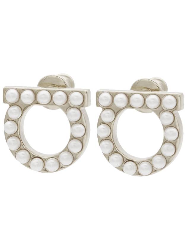 Gancini Pearl Earrings Silver - SALVATORE FERRAGAMO - BALAAN 3