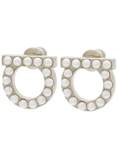 Gancini Pearl Earrings Silver - SALVATORE FERRAGAMO - BALAAN 2