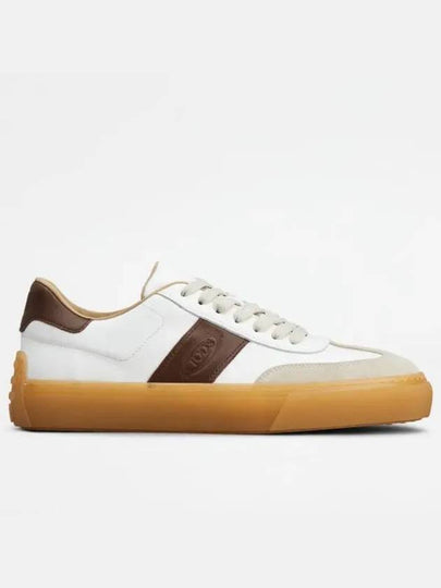 Calfskin Leather Low Top Sneakers White Brown - TOD'S - BALAAN 2