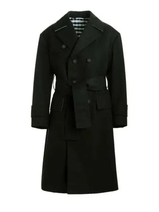 oversized belted trench coat black - THOM BROWNE - BALAAN.