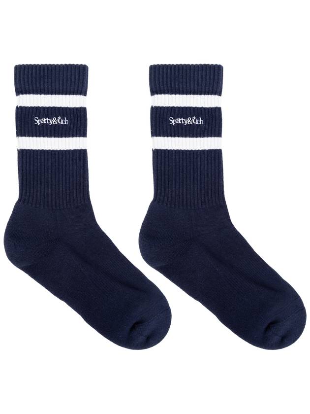 Sporty & Rich Ribbed Socks, Women's, Navy Blue - SPORTY & RICH - BALAAN 3