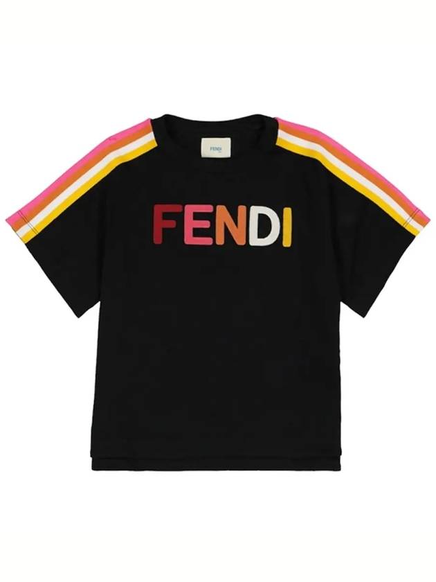 Kids Logo Embroidered T Shirt Black JUI015 7AJ F1DET - FENDI - BALAAN 2