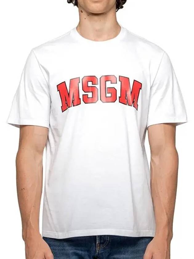 Logo Crew Neck Cotton Short Sleeve T-Shirt White - MSGM - BALAAN 4