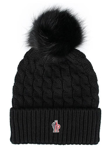 Pom Pom Wool Beanie Black - MONCLER - BALAAN 1