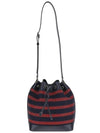 Canvas Braided Leather Bucket Bag Marine - SAINT LAURENT - BALAAN 1