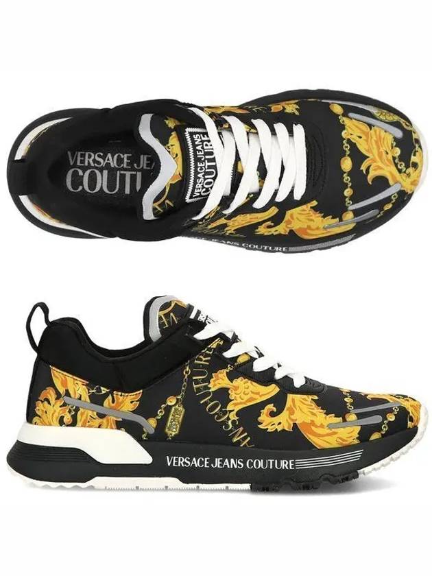 Jeans Couture Baroque Print Low Top Sneakers Black - VERSACE - BALAAN 2