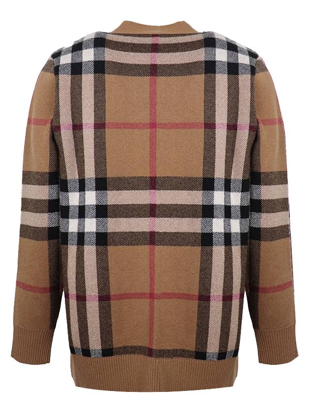 Check Wool Cashmere Cardigan Brown - BURBERRY - BALAAN 3