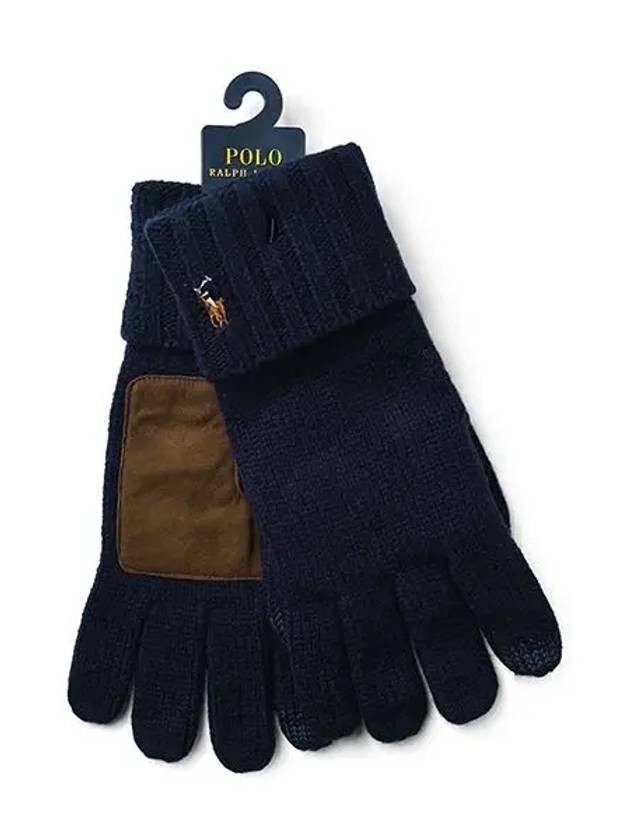 Signature Pony Merino Wool Touchscreen Gloves Navy - POLO RALPH LAUREN - BALAAN 3