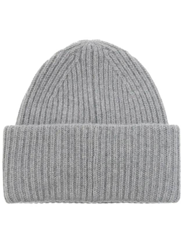 Face Patch Ribbed Wool Beanie Grey Melange - ACNE STUDIOS - BALAAN 4