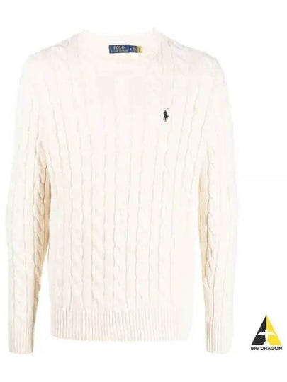 Embroidery Logo Cable Knit Top Ivory - POLO RALPH LAUREN - BALAAN 2