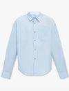 Boxy Fit Poplin Long Sleeve Shirt Blue - AMI - BALAAN 2