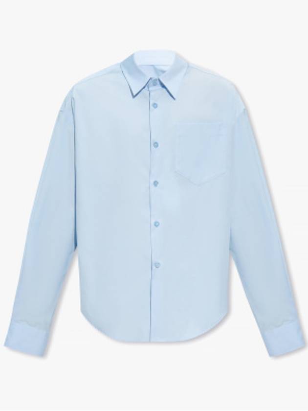 Boxy Fit Poplin Long Sleeve Shirt Blue - AMI - BALAAN 2