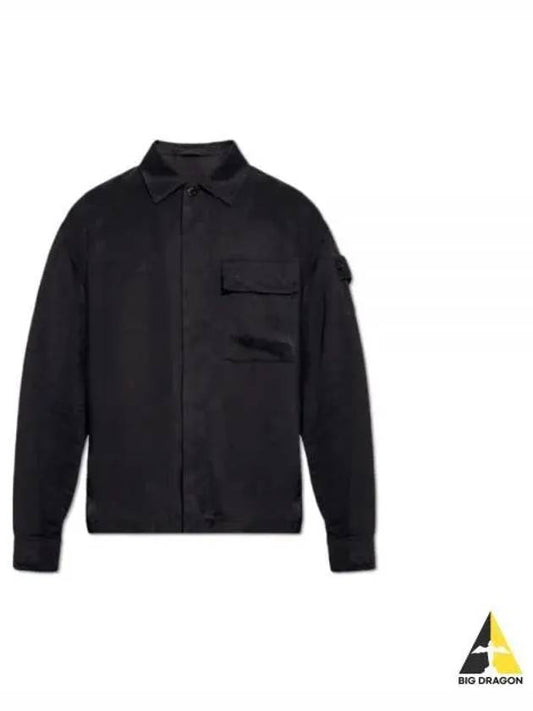 Wappen Patch Cupro Shirt Jacket Black - STONE ISLAND - BALAAN 2