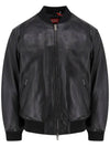 L Khan Leather Bomber Jacket Black - DIESEL - BALAAN 1