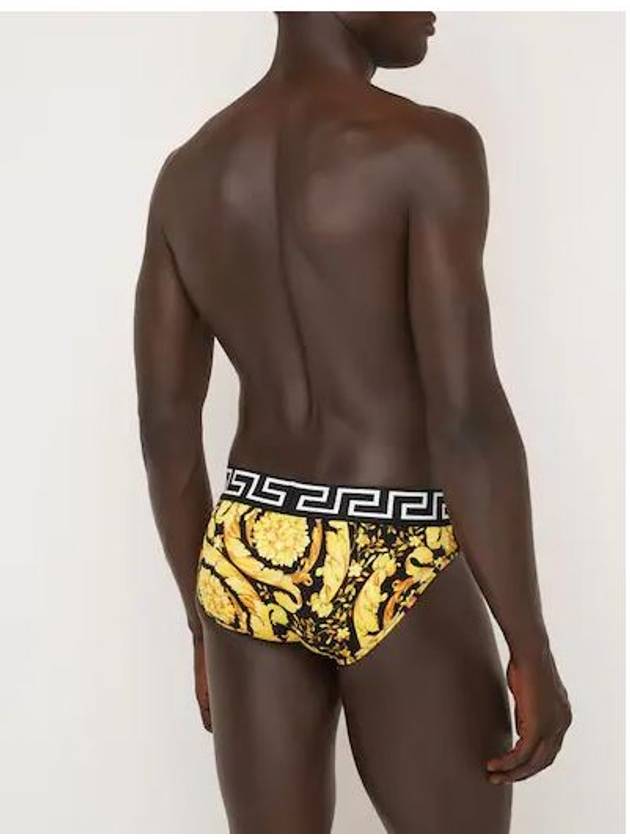 Men's Baroque Print Triangle Briefs Yellow Black - VERSACE - BALAAN 4