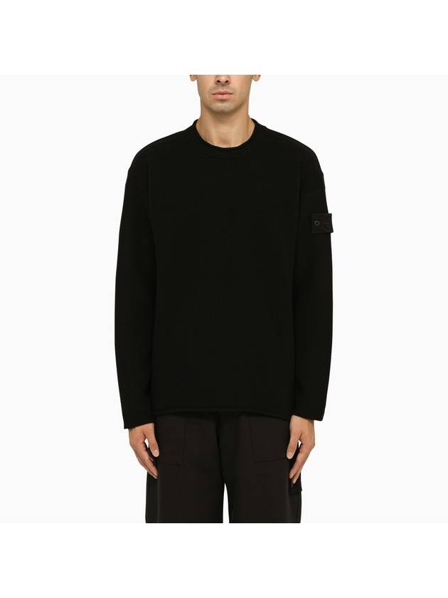 Ghost Piece Crew Neck Wool Knit Top Black - STONE ISLAND - BALAAN 1