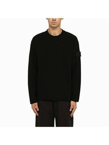 Ghost Piece Crew Neck Wool Knit Top Black - STONE ISLAND - BALAAN 1