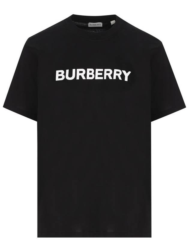 Logo Print Crew Neck Cotton Short Sleeve T-Shirt Black - BURBERRY - BALAAN 2