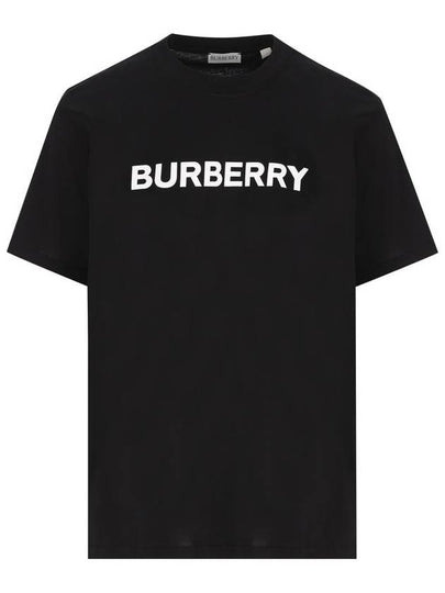 Logo Print Crew Neck Cotton Short Sleeve T-Shirt Black - BURBERRY - BALAAN 2