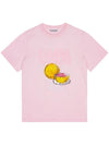 Logo Applique Graphic Print Short Sleeve T Shirt Pink - GANNI - BALAAN 1