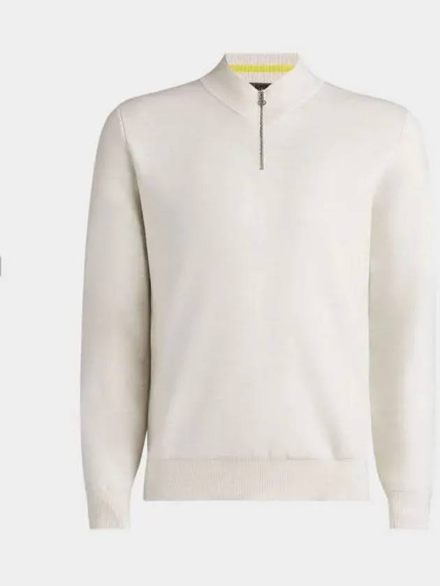 Men's V-Neck Half Zip Merino Wool Knit Top Ivory - G/FORE - BALAAN 2